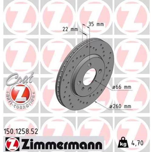 Brzdový kotúč ZIMMERMANN 150.1258.52