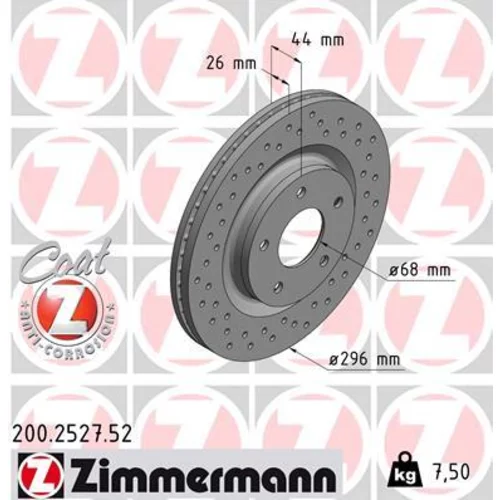 Brzdový kotúč ZIMMERMANN 200.2527.52