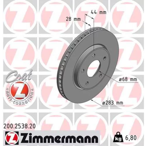 Brzdový kotúč ZIMMERMANN 200.2538.20