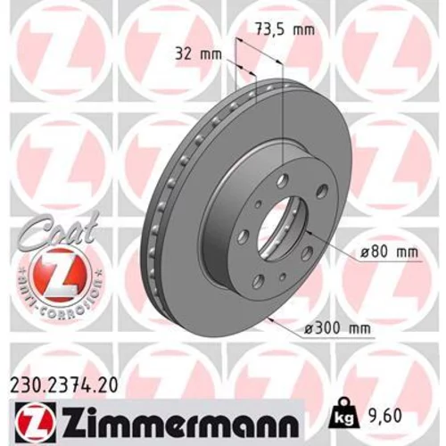 Brzdový kotúč ZIMMERMANN 230.2374.20