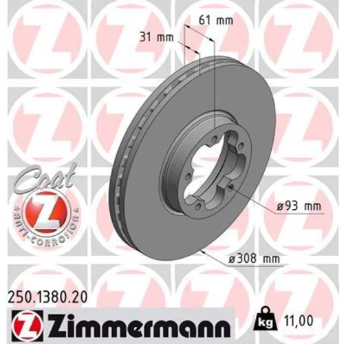 Brzdový kotúč ZIMMERMANN 250.1380.20