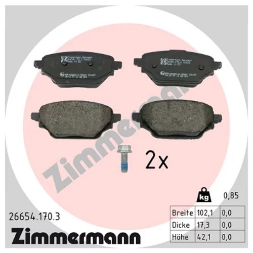 Sada brzdových platničiek kotúčovej brzdy ZIMMERMANN 26654.170.3