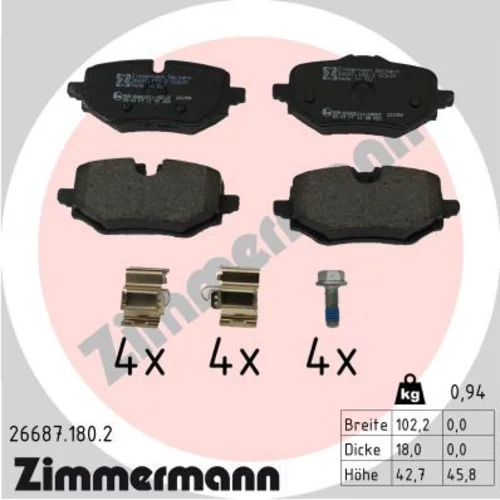 Sada brzdových platničiek kotúčovej brzdy ZIMMERMANN 26687.180.2