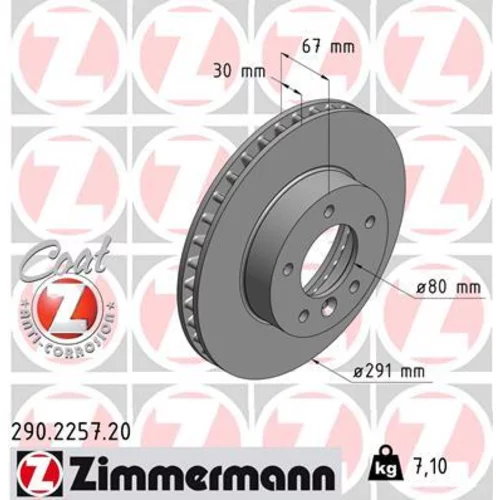 Brzdový kotúč ZIMMERMANN 290.2257.20