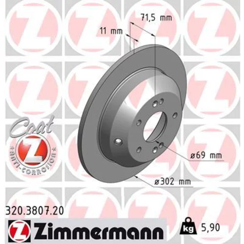 Brzdový kotúč ZIMMERMANN 320.3807.20