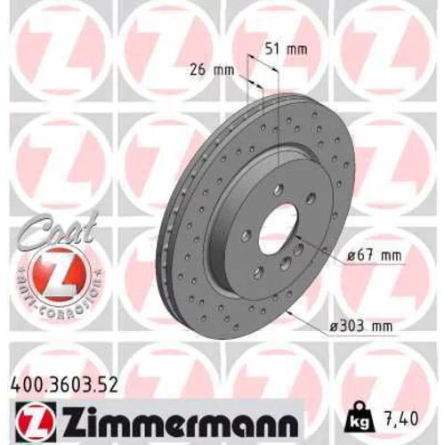 Brzdový kotúč ZIMMERMANN 400.3603.52