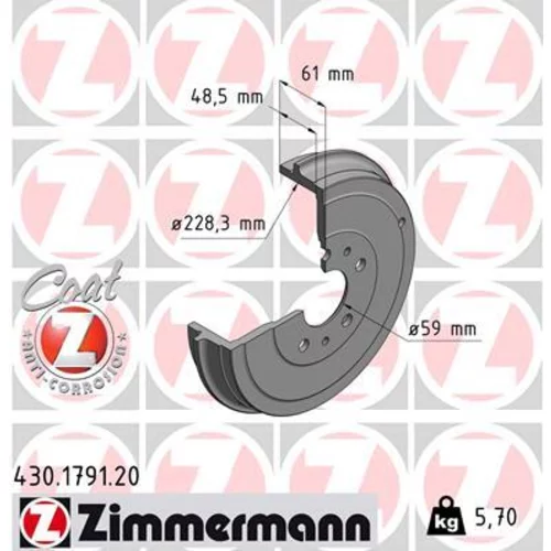 Brzdový bubon ZIMMERMANN 430.1791.20