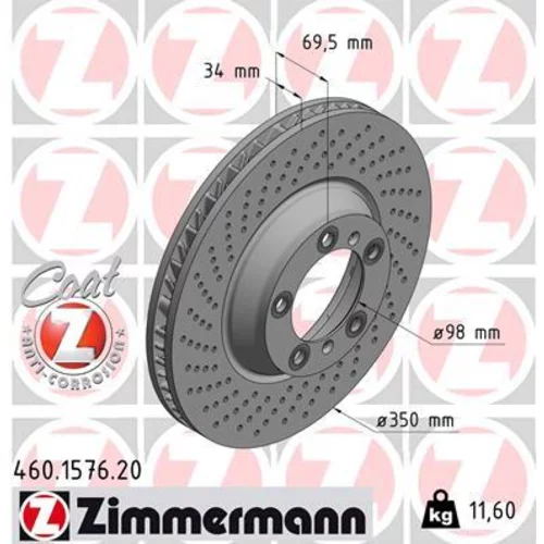 Brzdový kotúč ZIMMERMANN 460.1576.20