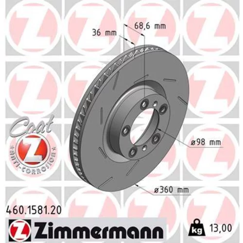 Brzdový kotúč ZIMMERMANN 460.1581.20