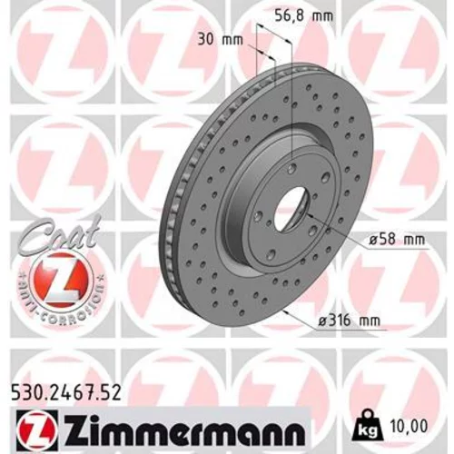 Brzdový kotúč ZIMMERMANN 530.2467.52