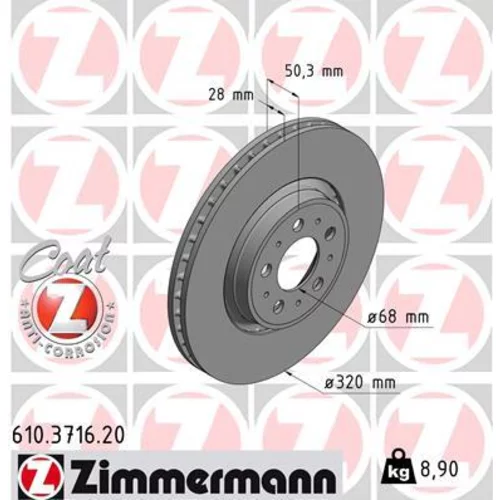 Brzdový kotúč ZIMMERMANN 610.3716.20