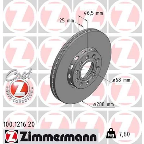 Brzdový kotúč ZIMMERMANN 100.1216.20