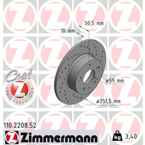 Brzdový kotúč ZIMMERMANN 110.2208.52