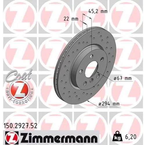 Brzdový kotúč ZIMMERMANN 150.2927.52