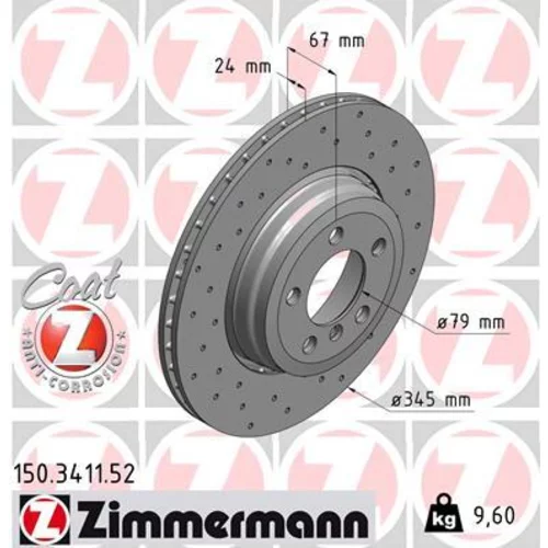 Brzdový kotúč ZIMMERMANN 150.3411.52