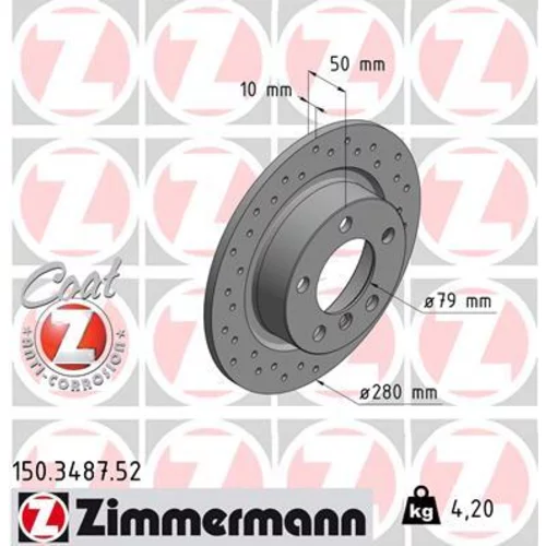 Brzdový kotúč ZIMMERMANN 150.3487.52