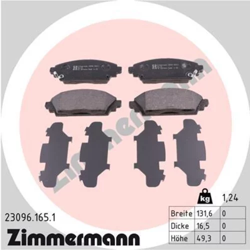 Sada brzdových platničiek kotúčovej brzdy ZIMMERMANN 23096.165.1