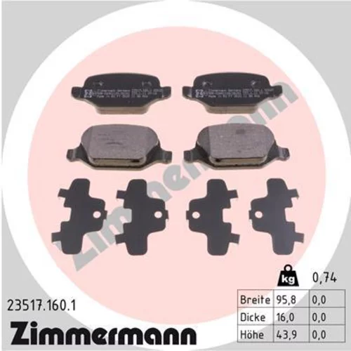 Sada brzdových platničiek kotúčovej brzdy ZIMMERMANN 23517.160.1