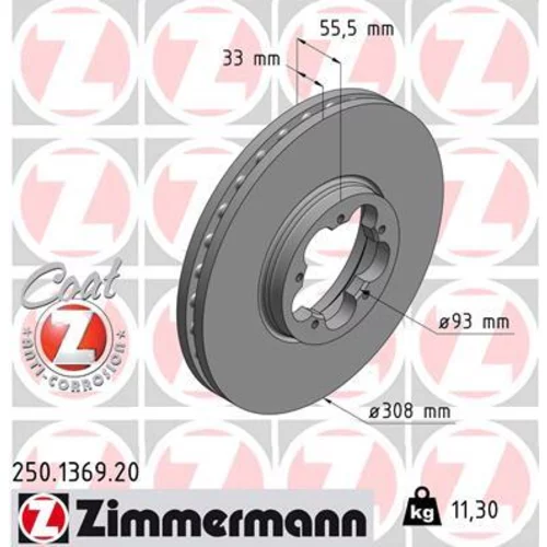 Brzdový kotúč ZIMMERMANN 250.1369.20