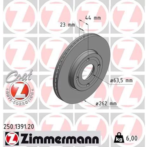 Brzdový kotúč ZIMMERMANN 250.1391.20