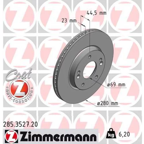 Brzdový kotúč ZIMMERMANN 285.3527.20