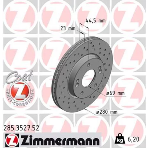 Brzdový kotúč ZIMMERMANN 285.3527.52