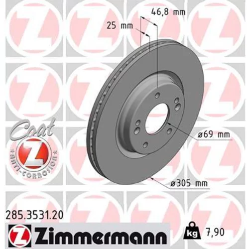 Brzdový kotúč ZIMMERMANN 285.3531.20