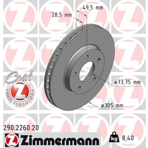 Brzdový kotúč ZIMMERMANN 290.2260.20