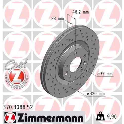 Brzdový kotúč ZIMMERMANN 370.3088.52