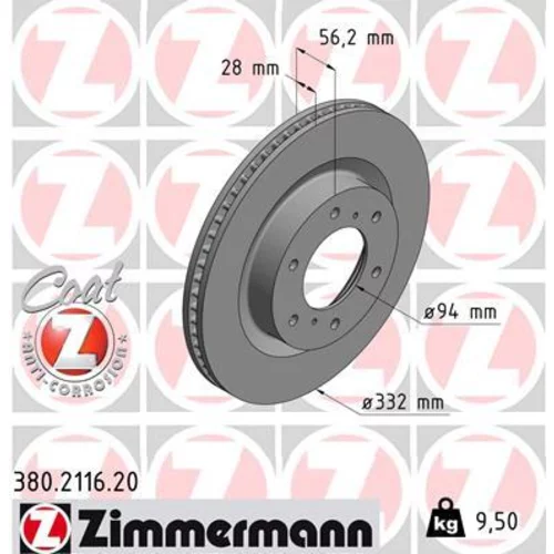 Brzdový kotúč ZIMMERMANN 380.2116.20