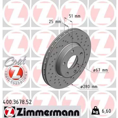 Brzdový kotúč ZIMMERMANN 400.3678.52