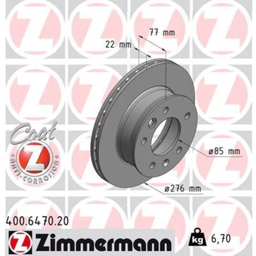 Brzdový kotúč ZIMMERMANN 400.6470.20