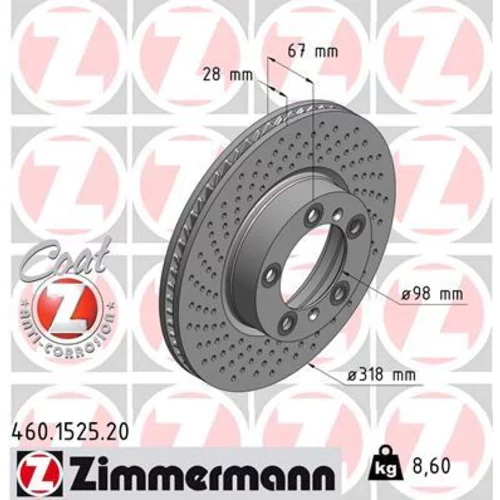 Brzdový kotúč ZIMMERMANN 460.1525.20