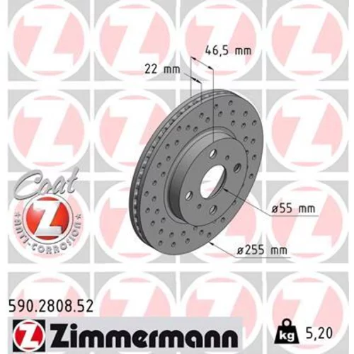 Brzdový kotúč ZIMMERMANN 590.2808.52