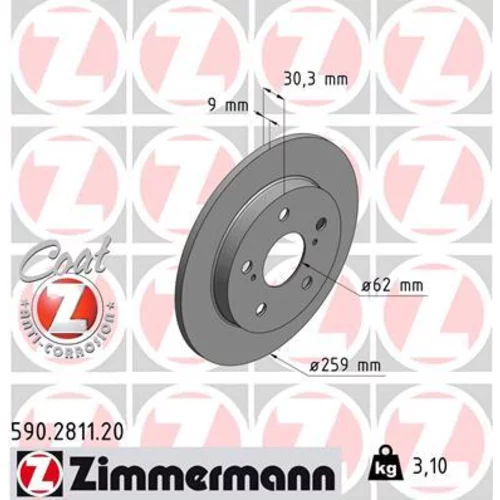 Brzdový kotúč ZIMMERMANN 590.2811.20