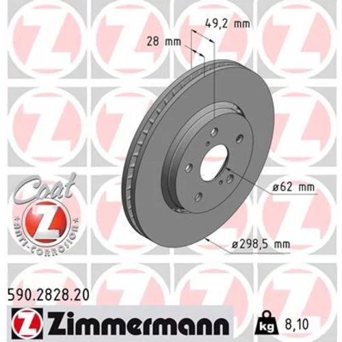 Brzdový kotúč ZIMMERMANN 590.2828.20