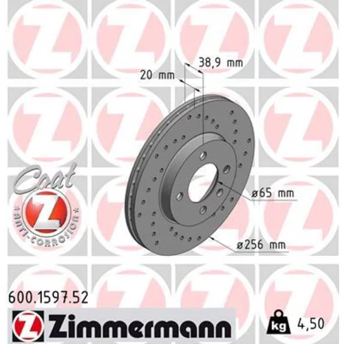 Brzdový kotúč 600.1597.52 /Zimmermann/