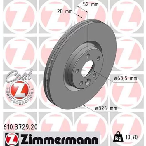 Brzdový kotúč ZIMMERMANN 610.3729.20