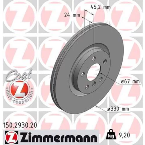 Brzdový kotúč ZIMMERMANN 150.2930.20