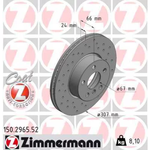 Brzdový kotúč ZIMMERMANN 150.2965.52