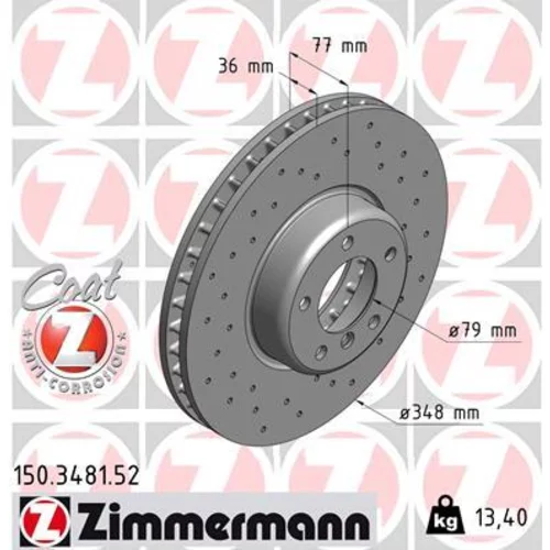 Brzdový kotúč ZIMMERMANN 150.3481.52