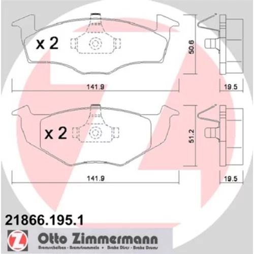 Sada brzdových platničiek kotúčovej brzdy ZIMMERMANN 21866.195.1