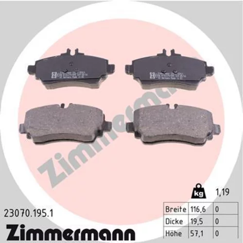 Sada brzdových platničiek kotúčovej brzdy ZIMMERMANN 23070.195.1