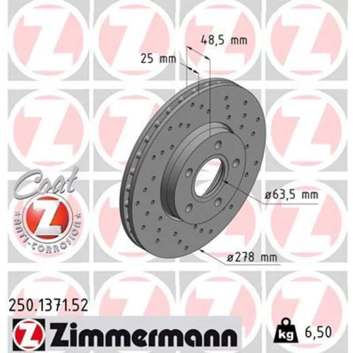 Brzdový kotúč ZIMMERMANN 250.1371.52