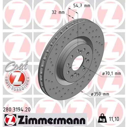 Brzdový kotúč ZIMMERMANN 280.3194.20