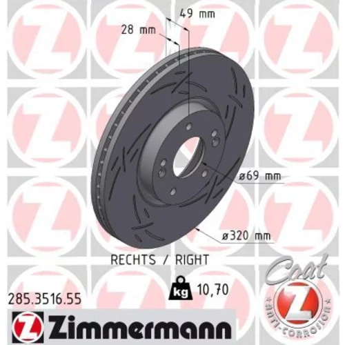 Brzdový kotúč ZIMMERMANN 285.3516.55