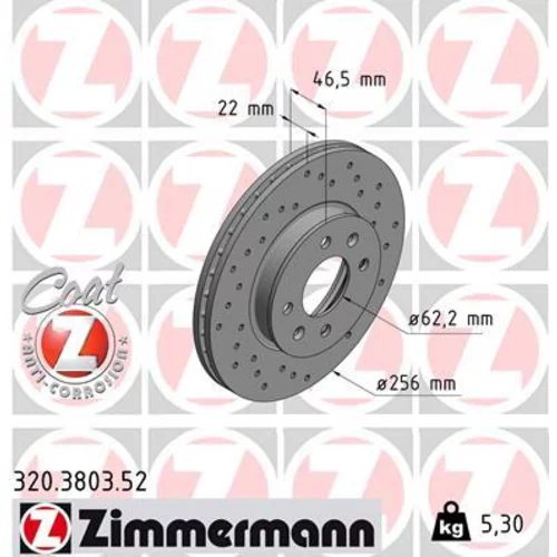 Brzdový kotúč ZIMMERMANN 320.3803.52