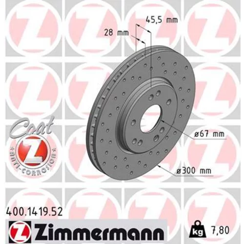 Brzdový kotúč ZIMMERMANN 400.1419.52