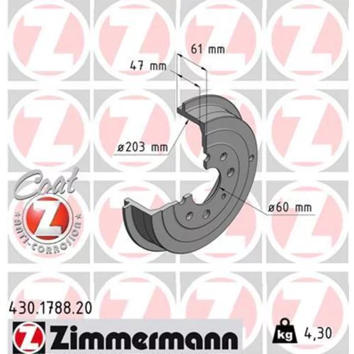 Brzdový bubon ZIMMERMANN 430.1788.20