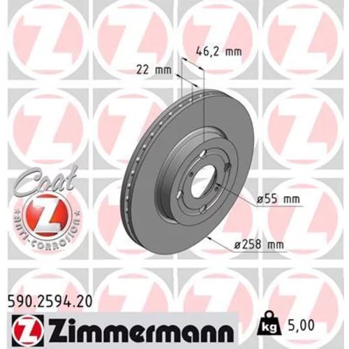 Brzdový kotúč ZIMMERMANN 590.2594.20